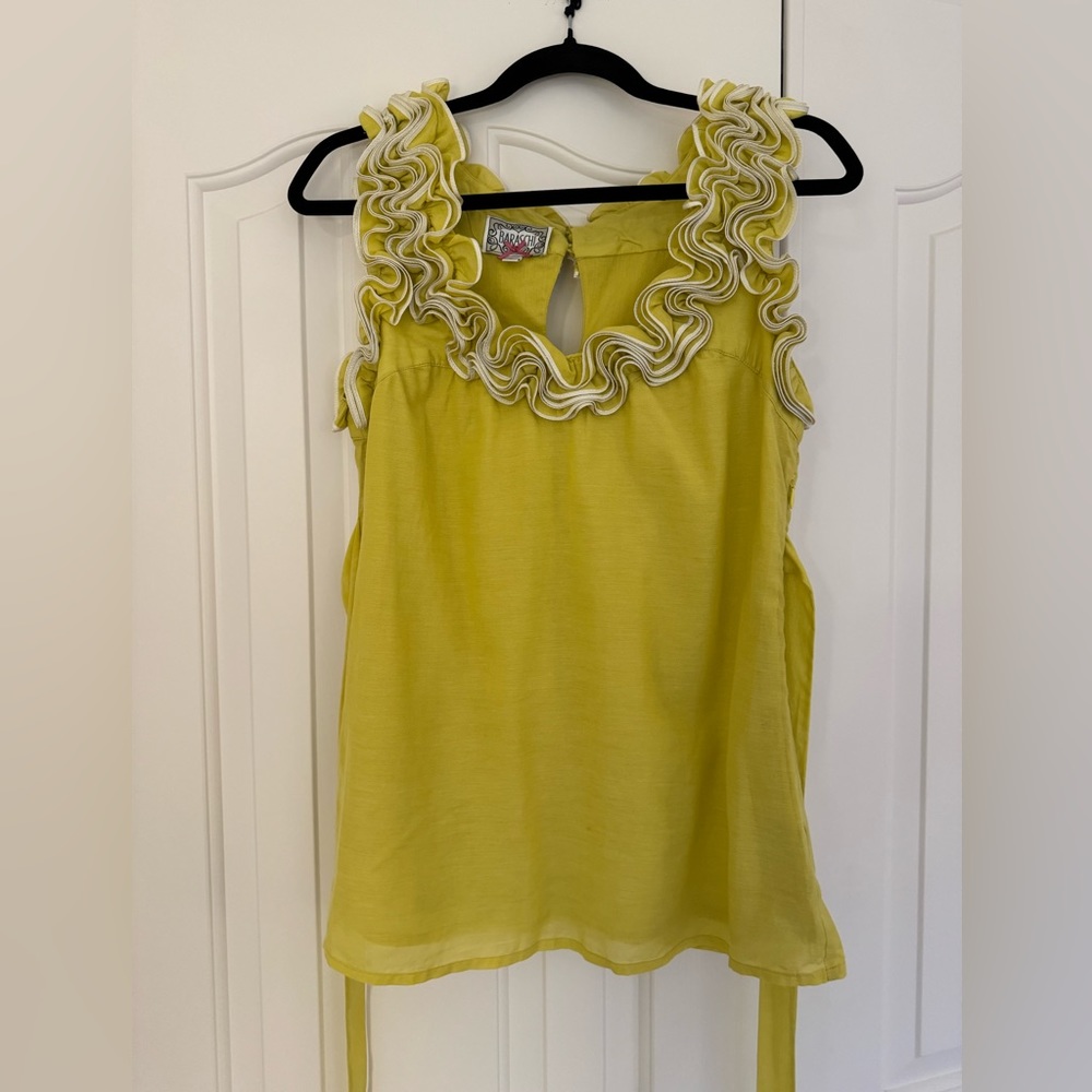 Baraschi Anthropologie Tank Ruffled Rosette Blouse Size Small